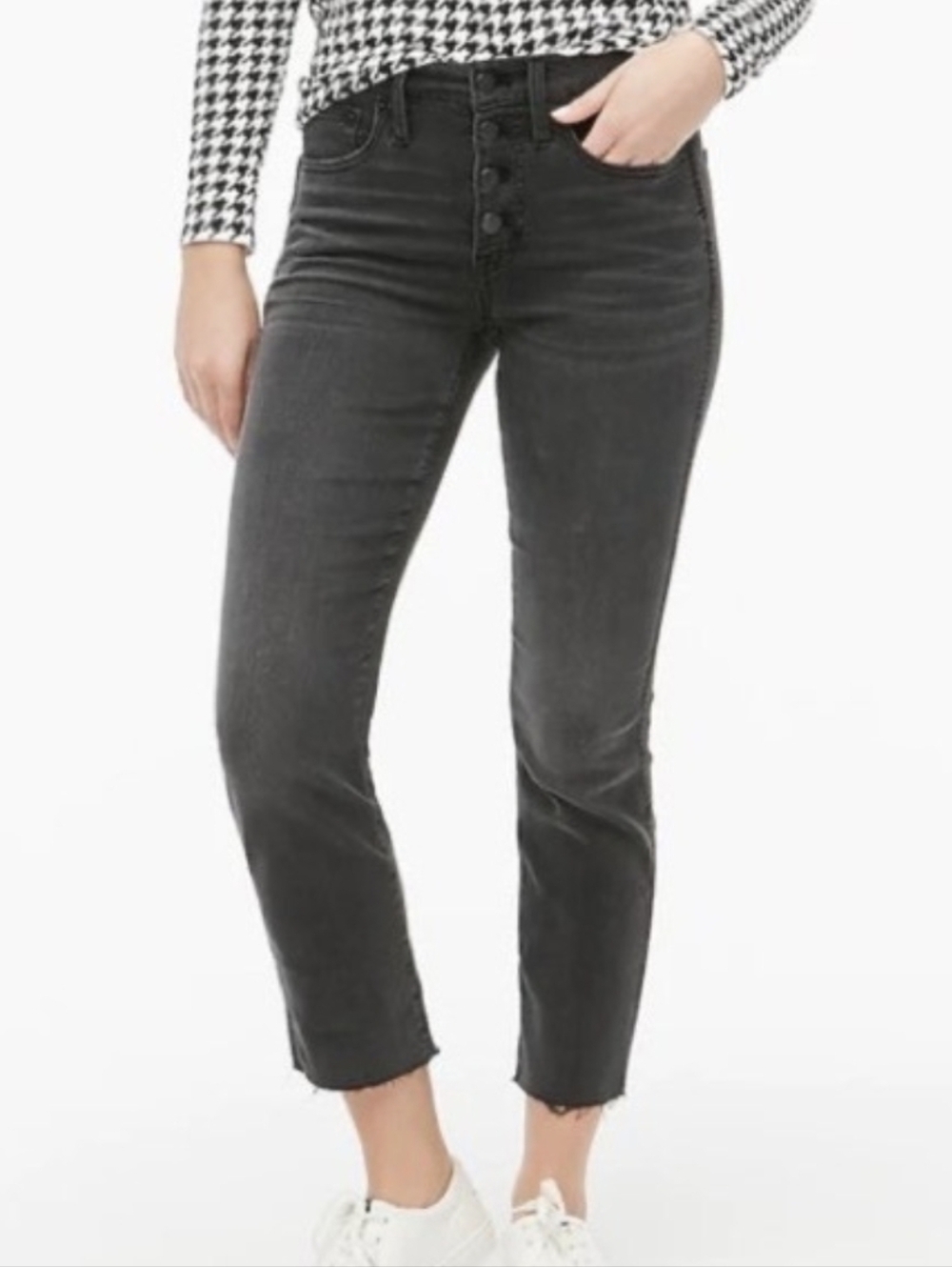J.Crew High Rise Vintage Straight Button Fly Black Asphalt Jeans Womens Size 31